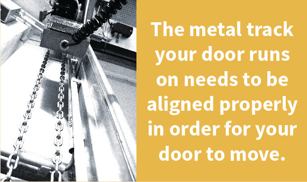 The metal track your door runs on needs to be aligned properly in order for your door to move.